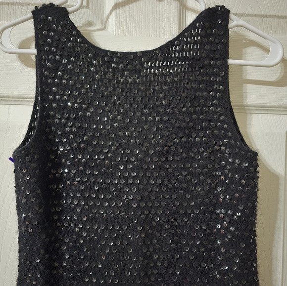 Womyn Lambs Wool & Angora Rabbit Hair Black Knit Sweater Tunic w/ Sequins, EUC! - Picture 6 of 8